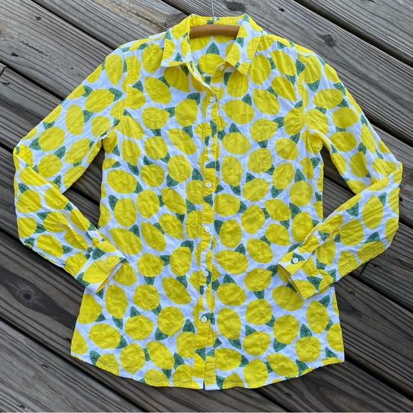 J. McLaughlin Tops - J. McLaughlin Lois Shirt Lemon Print Crinkle Fabric